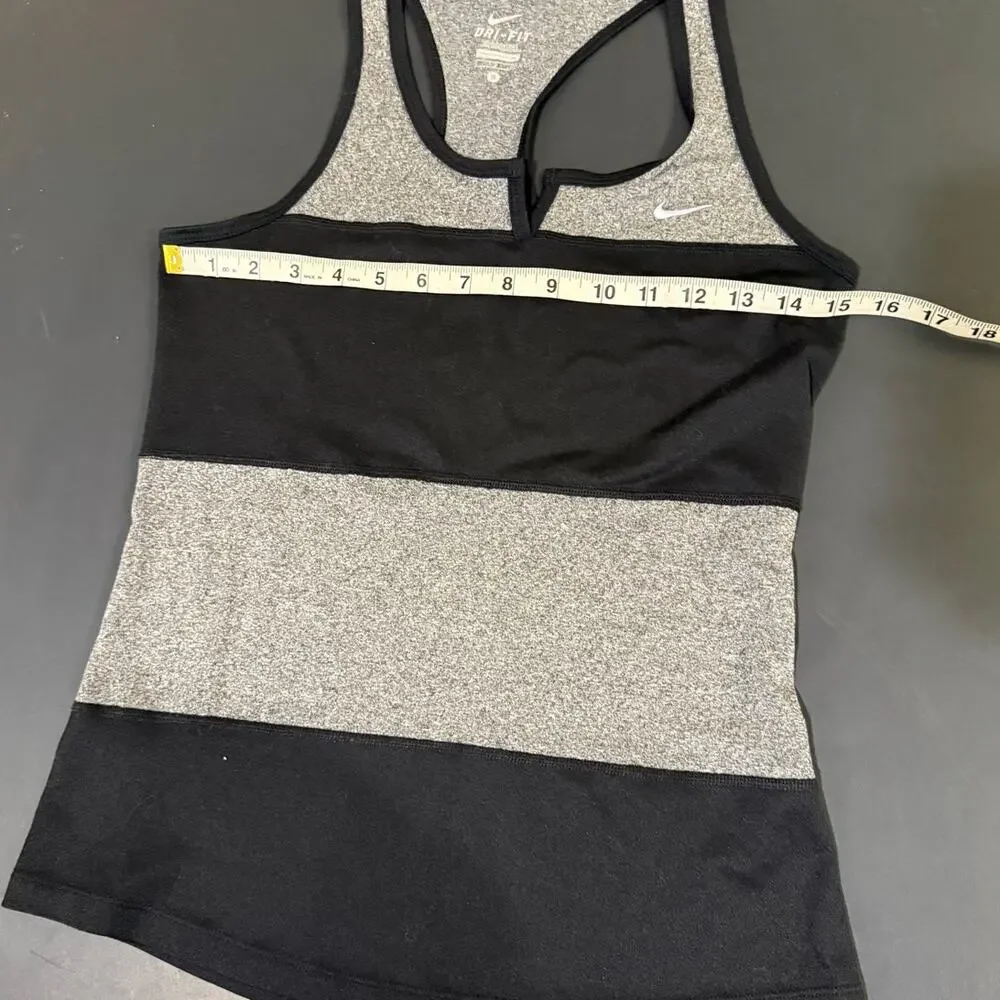 Women's Nike Dri-Fit racerback tank black gray striped small workout fitness run